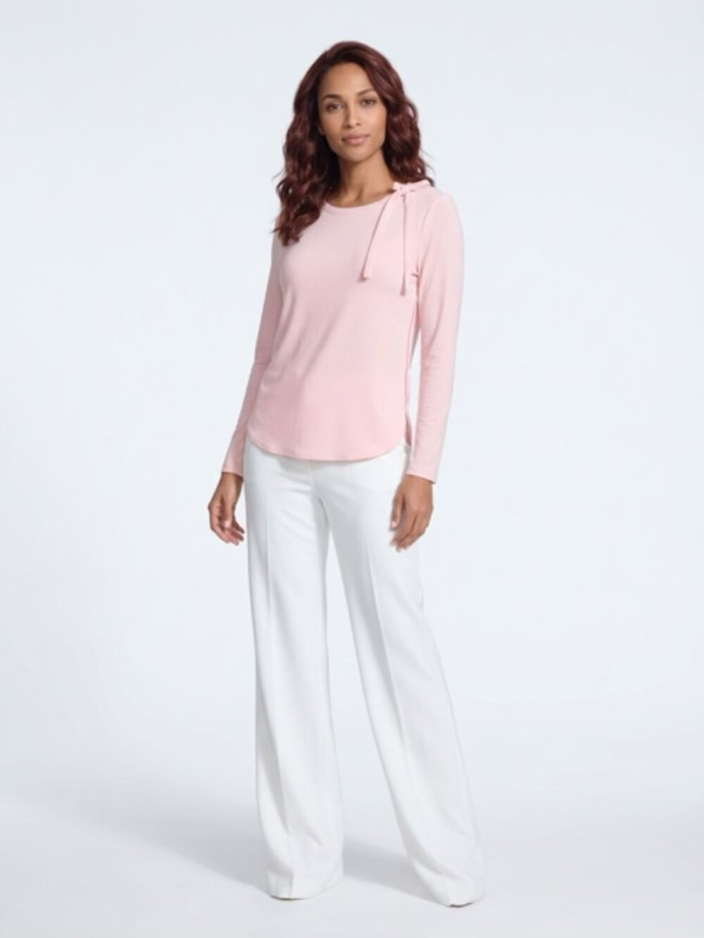 Banana Republic Baby Pink Shoulder Tie Knit Long Sleeve Sweater Top XS Balm